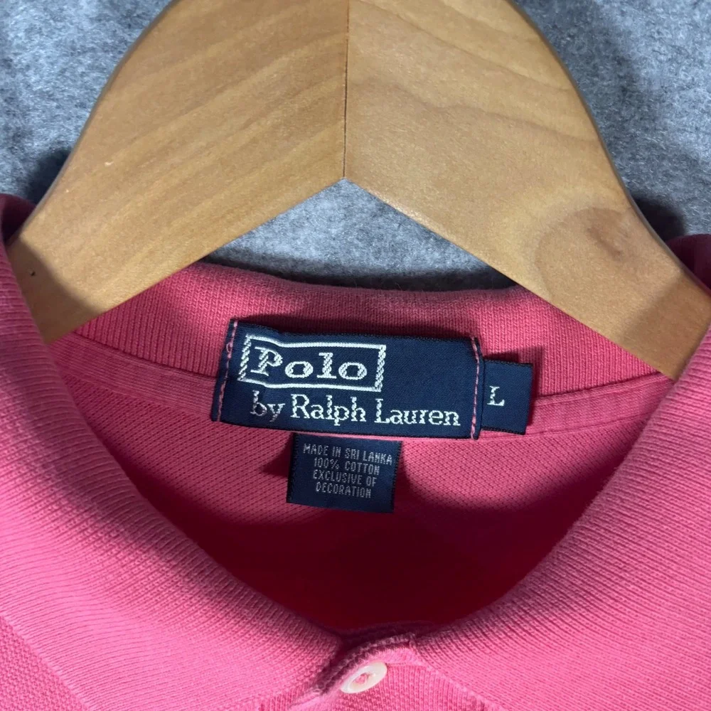 Polo Ralph Lauren Polo Shirt‎ Mens Large Pink Short Sleeve Yellow Pony Logo